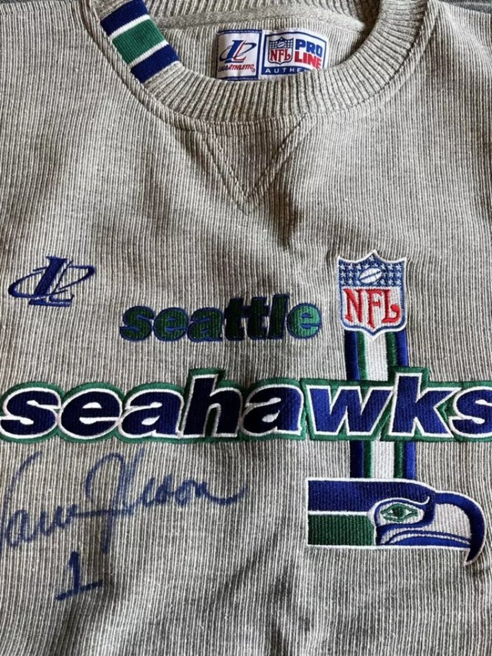 Authentic Seahawks sweatshirt autographed by Warren Moon. NEVER WORN